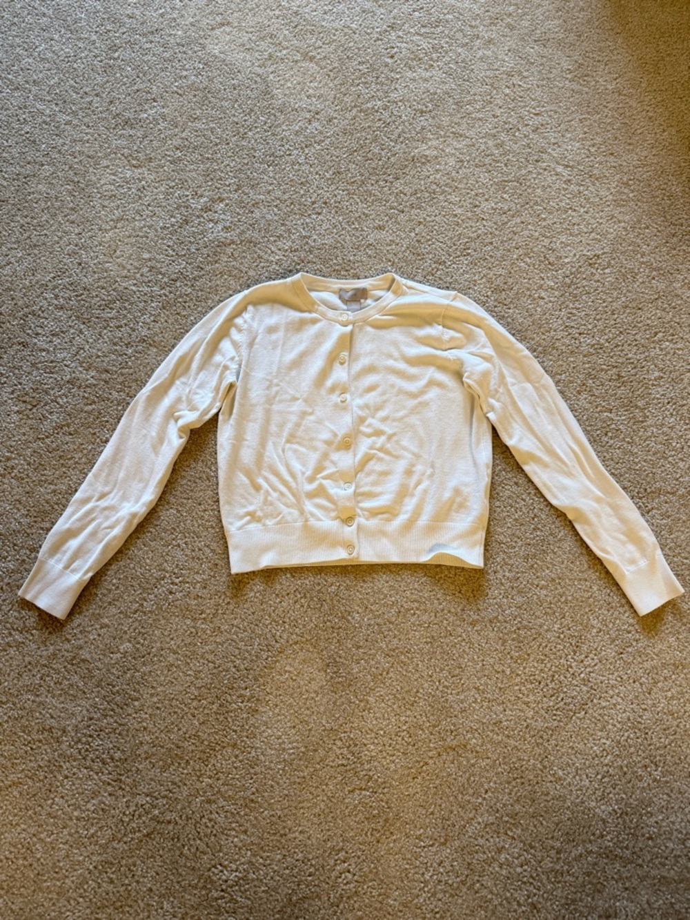 H&M Cream Crewneck Button Cardigan